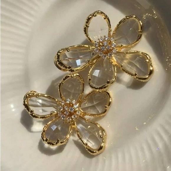 Statement Flower Earrings - Picture 2 of 3